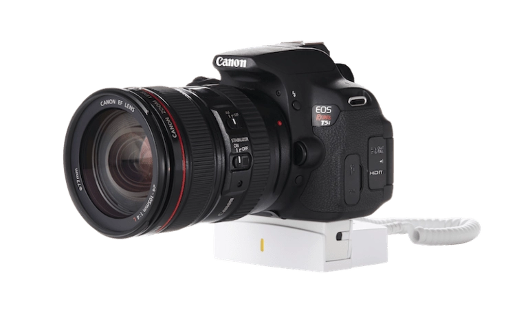 포인트 앤 슛 및 DSLR 카메라와 렌즈용 상품 진열 보안