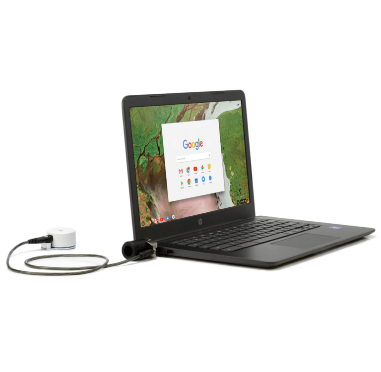 노트북 컴퓨터에 연결된 K Lock 보안 장치