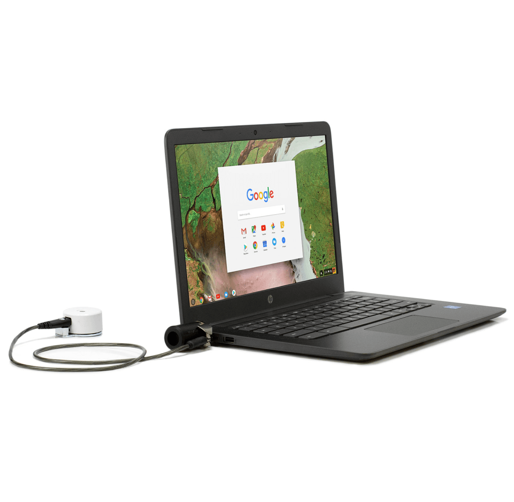 노트북 컴퓨터에 연결된 K Lock 보안 장치