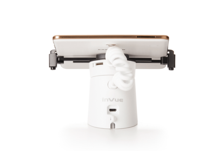 InVue 장착된 흰색 태블릿