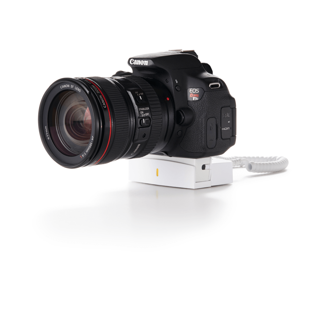 포인트 앤 슛 및 DSLR 카메라와 렌즈용 상품 진열 보안