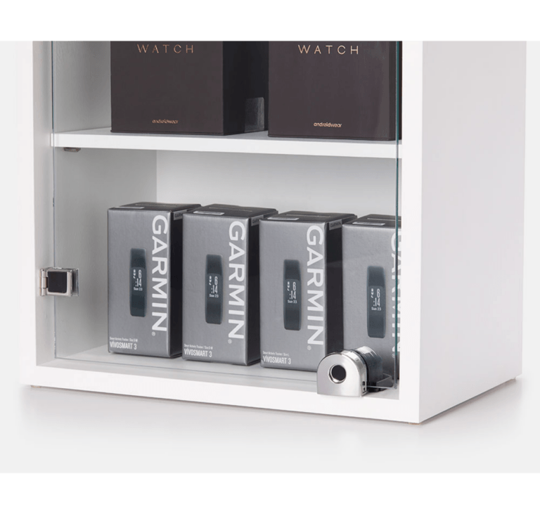 가민 제품을 보호하는 유리문에 Showcase Lock 자동 잠금 Showcase Lock