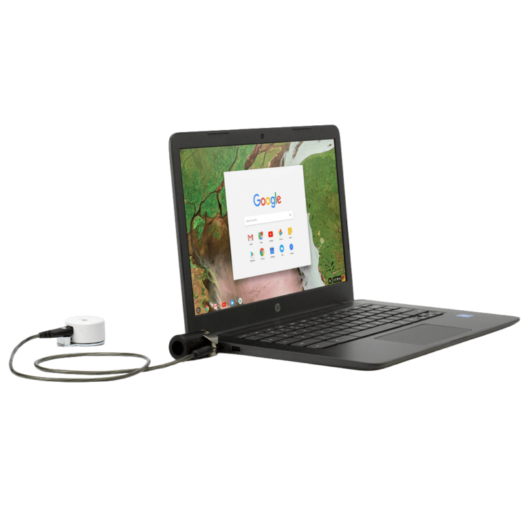 노트북 컴퓨터에 연결된 K Lock 보안 장치