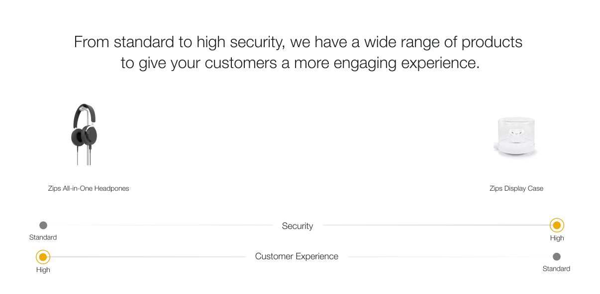 상품 진열 보안 - 헤드폰 및 이어버드 완벽한 보안